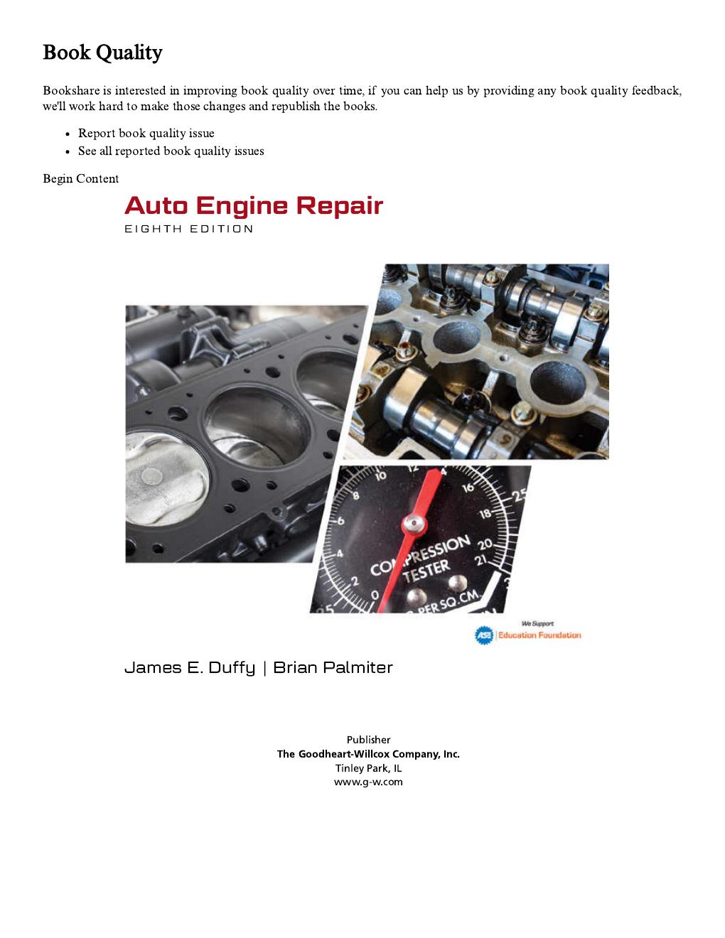 Preview page 4 of Auto Engine Repair 8th Edition By James Duffy, Brian Palmiter