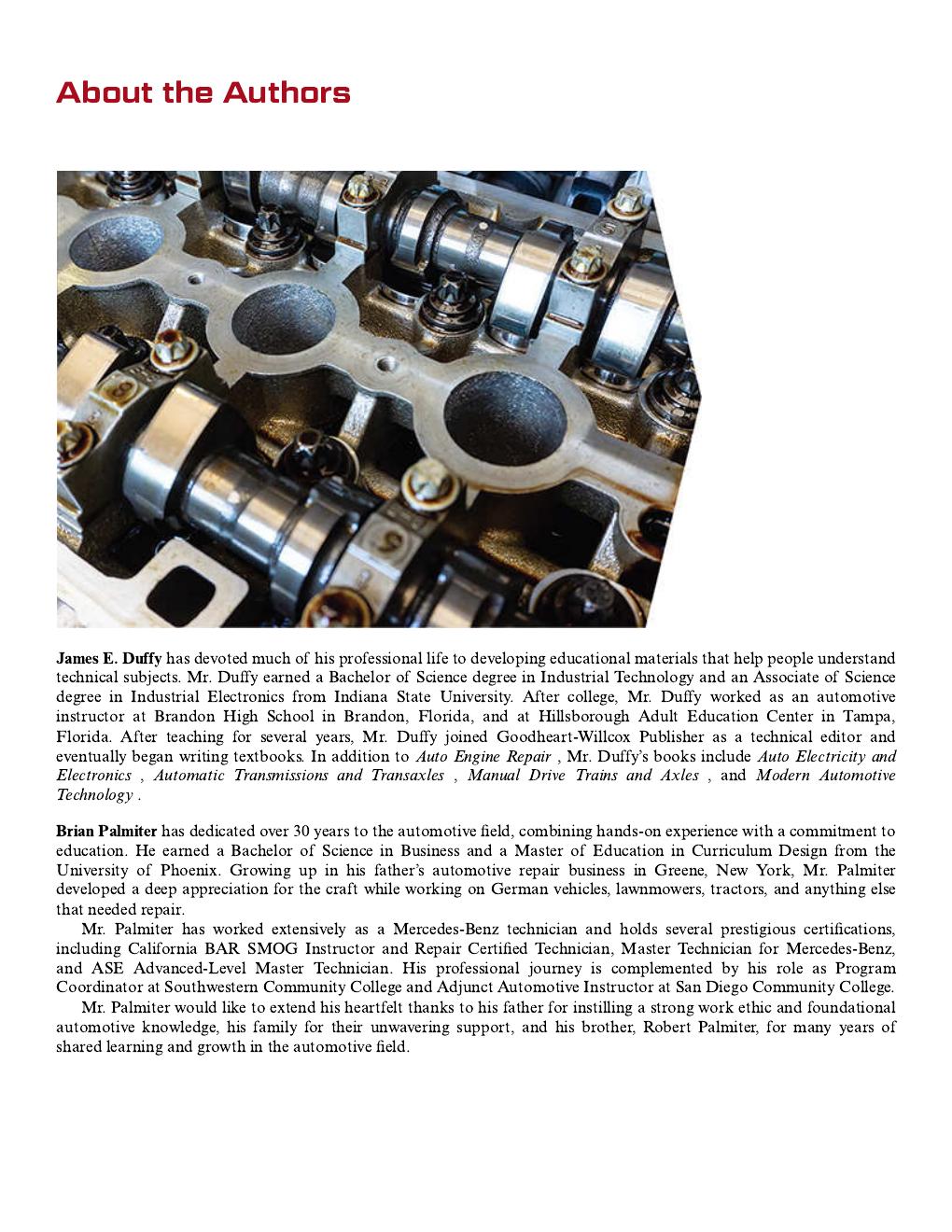 Preview page 7 of Auto Engine Repair 8th Edition By James Duffy, Brian Palmiter