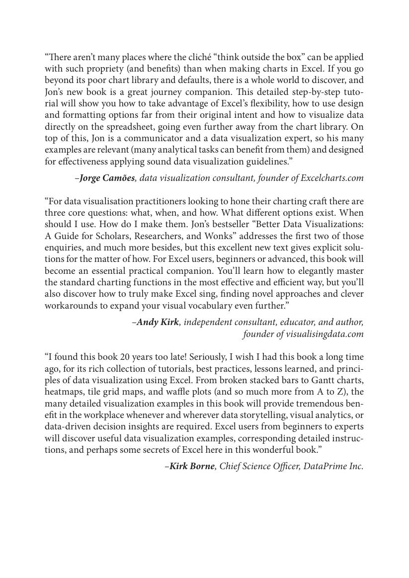 Preview page 3 of Data Visualization in Excel A Guide for Beginners, Intermediates, and Wonks 1st Edition By Jonathan Schwabish  ISBN-13: