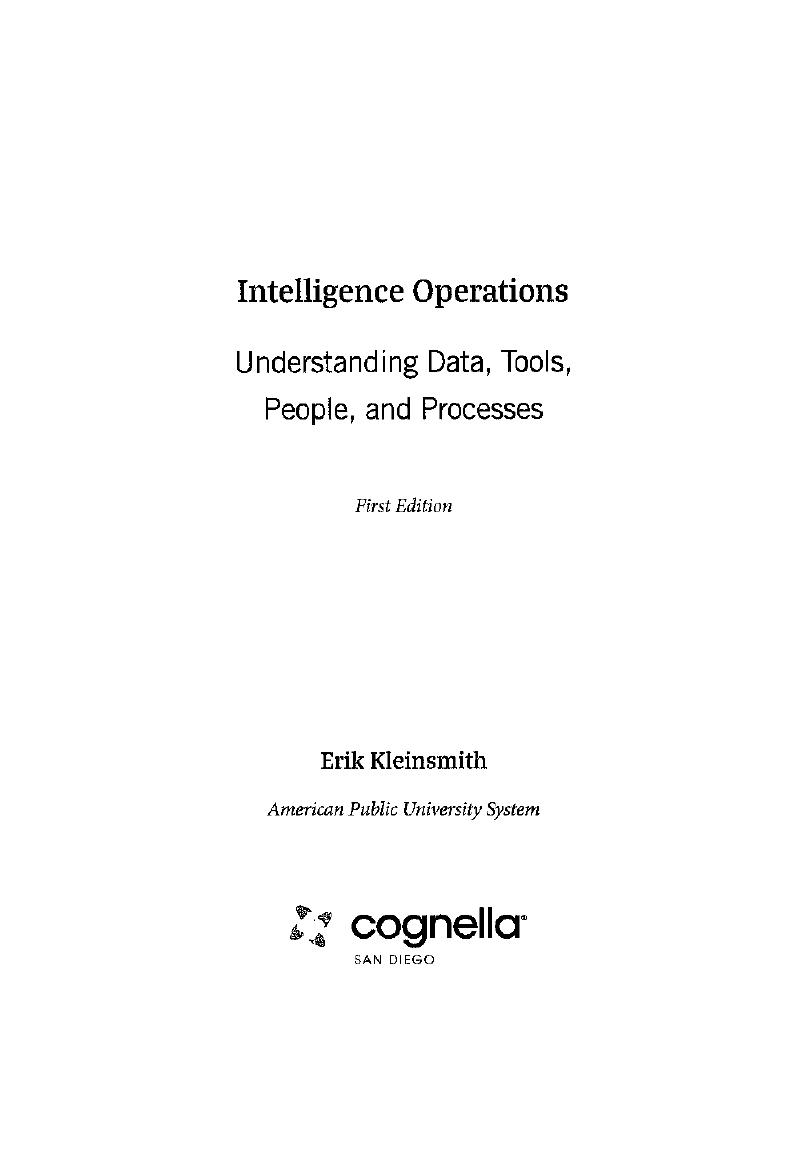Preview page 3 of Intelligence Operations Understanding Data, Tools, People, and Processes By Erik Kleinsmith