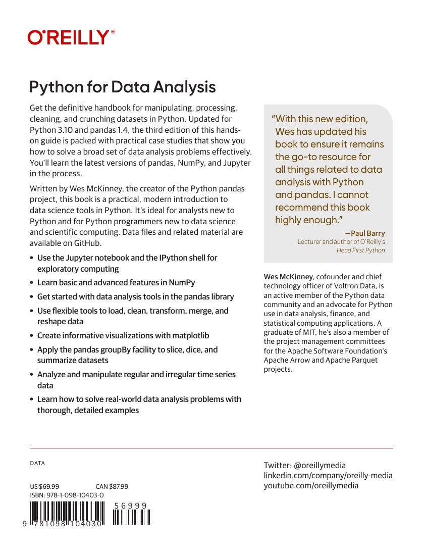 Preview page 2 of Python for Data Analysis Data Wrangling with pandas, NumPy, and Jupyter 3rd Edition By Wes McKinney
