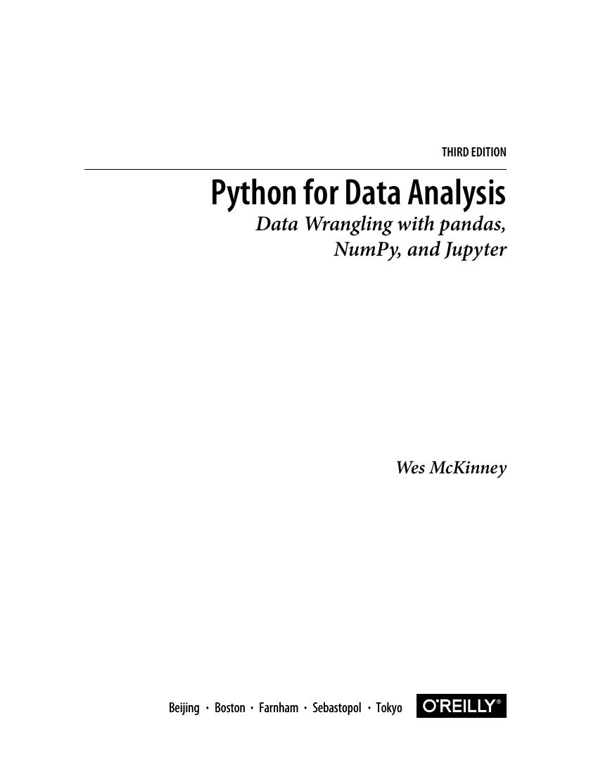 Preview page 3 of Python for Data Analysis Data Wrangling with pandas, NumPy, and Jupyter 3rd Edition By Wes McKinney