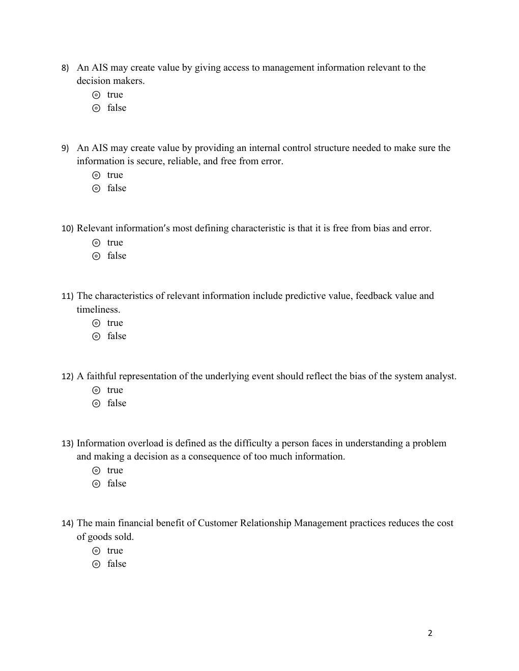 Preview page 2 of Test Bank Accounting Information Systems, 4th Edition by Vernon Richardson