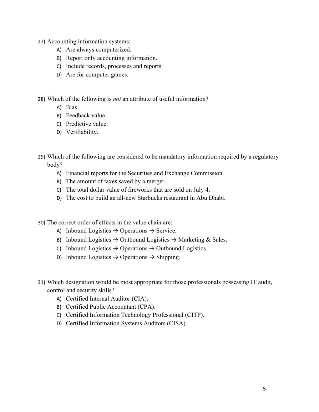 Preview page 5 of Test Bank Accounting Information Systems, 4th Edition by Vernon Richardson