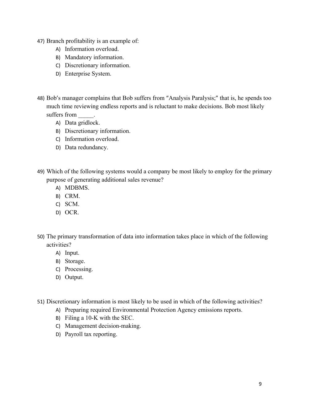 Preview page 9 of Test Bank Accounting Information Systems, 4th Edition by Vernon Richardson