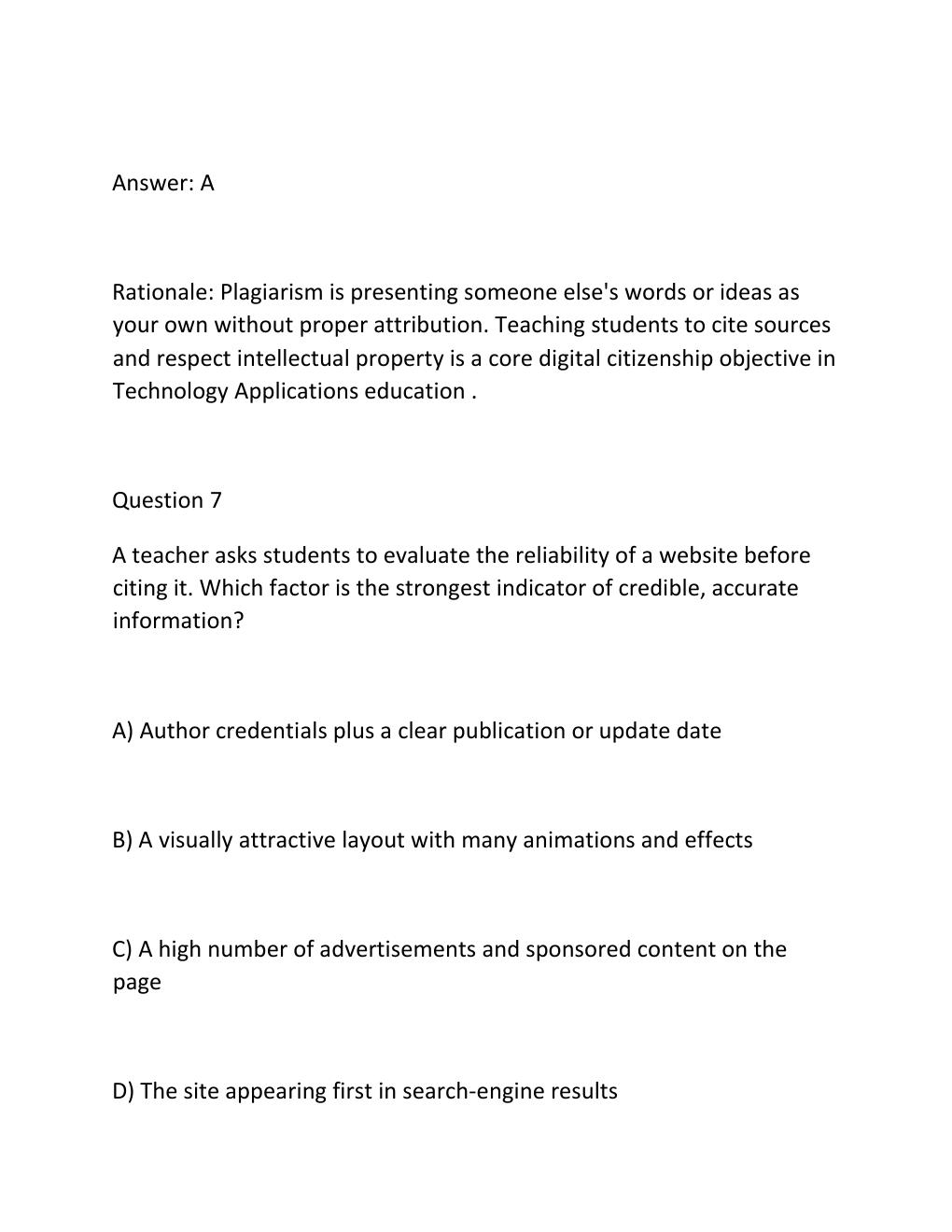 Preview page 7 of TEXES Technology Applications EC-12 (242) Exam Complete Practice Test Bank 300 Questions, ..