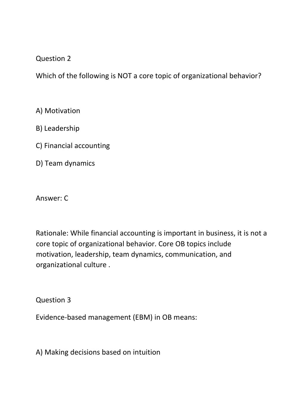 Preview page 2 of WGU C715 ORGANIZATIONAL BEHAVIOR Complete OA Final Exam Test Bank