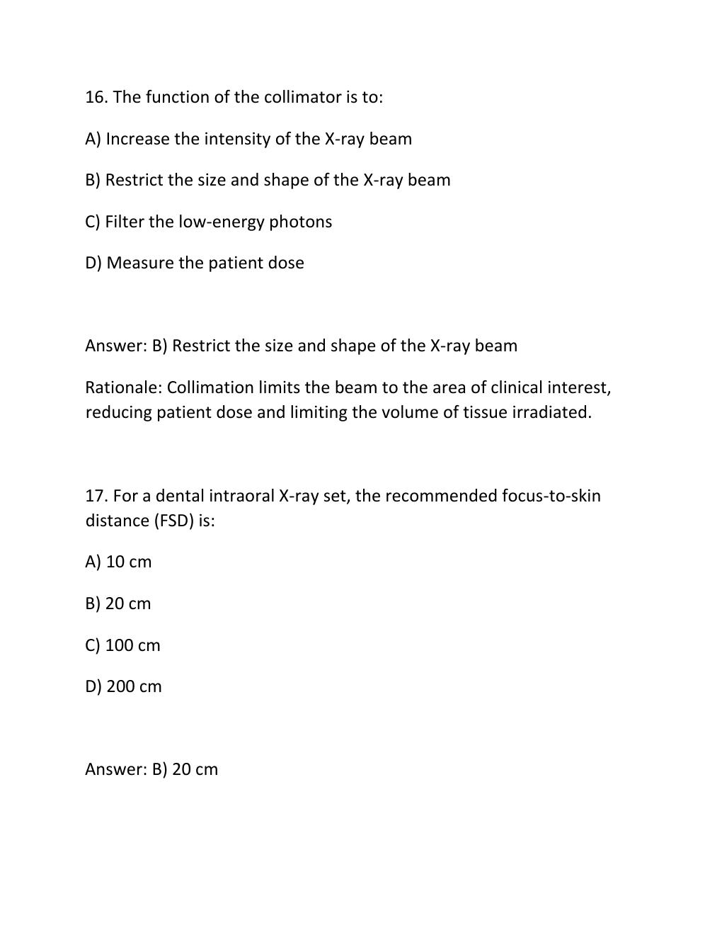 Preview page 10 of BDA RADIOGRAPHY AND RADIOLOGY Complete Practice Test Bank 300 Exam