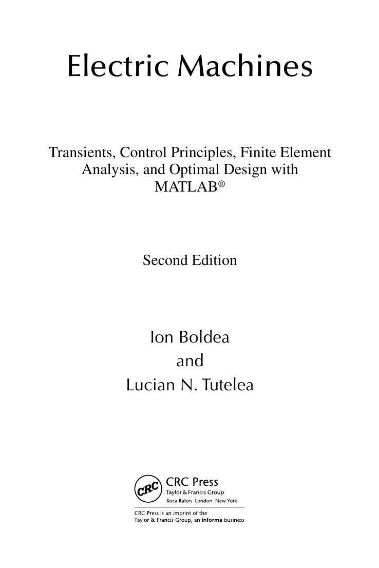 Preview page 4 of Electric Machines Transients, Control Principles, Finite Element Analysis, and Optimal Design with MATLAB® 2nd Edition B