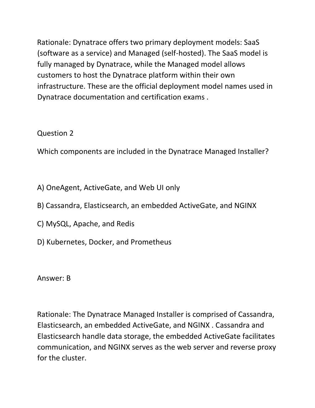 Preview page 2 of DYNATRACE PROFESSIONAL CERTIFICATION WRITTEN EXAM Complete Practice Test Bank  2026