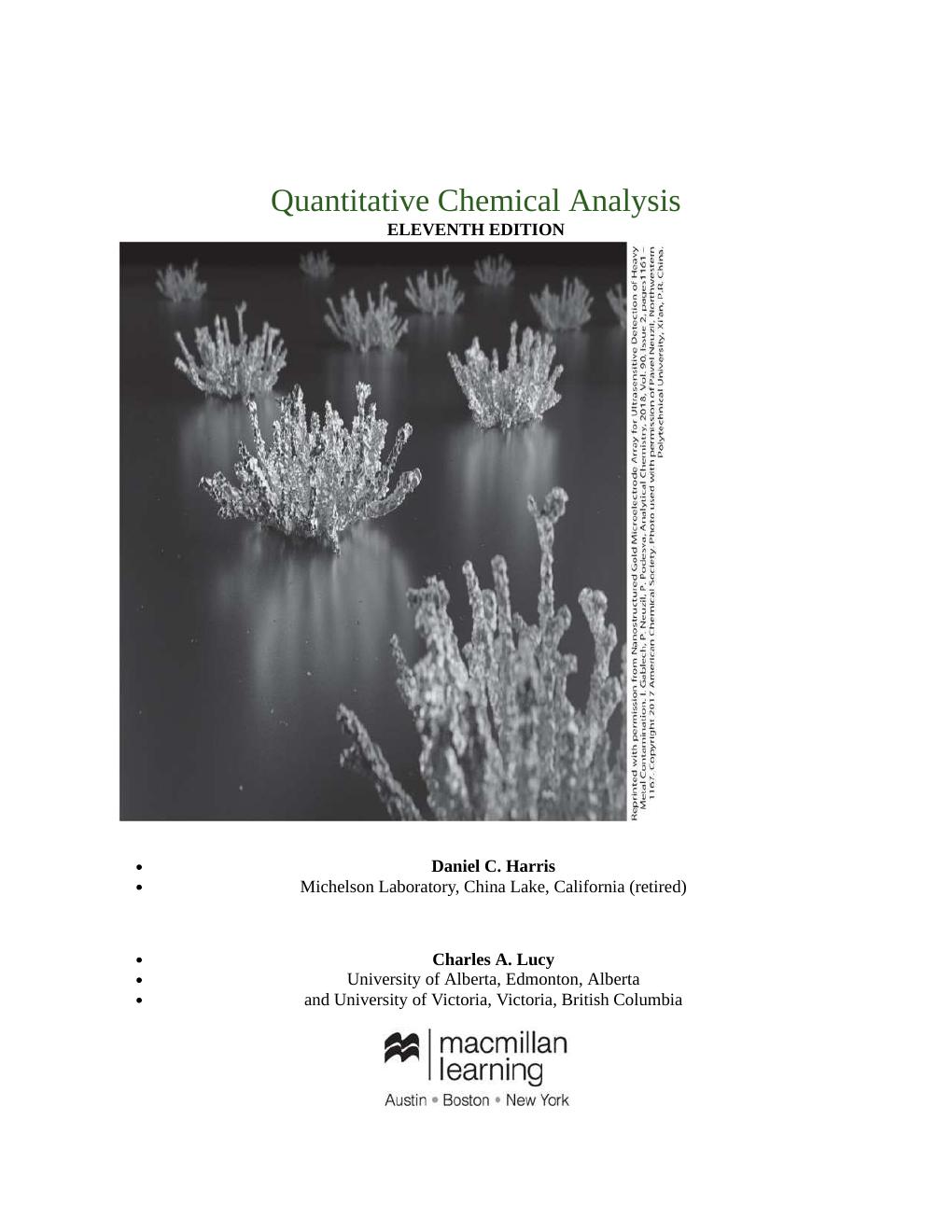 Preview page 9 of Quantitative Chemical Analysis 11th Edition By Daniel Harris, Charles Lucy eBook