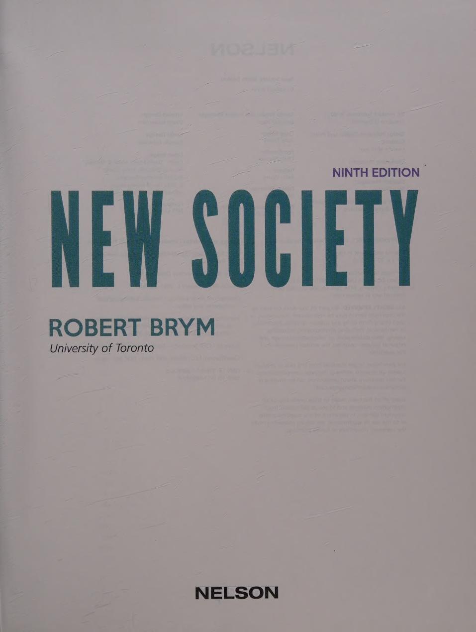 Preview page 2 of New Society 9th Edition By Robert J. Brym