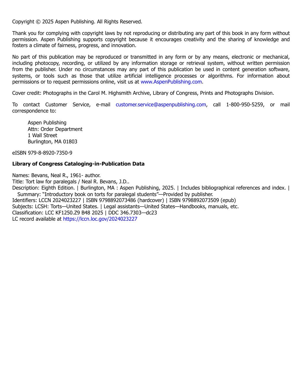 Preview page 4 of Tort Law for Paralegals 8th Neal Bevans  eBook