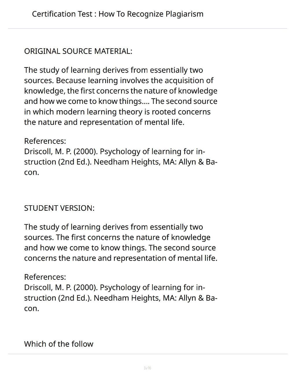 Preview page 3 of Certification Test: How to Recognize Plagiarism – Comprehensive Study Guide, Practice Questions & Exam Preparation