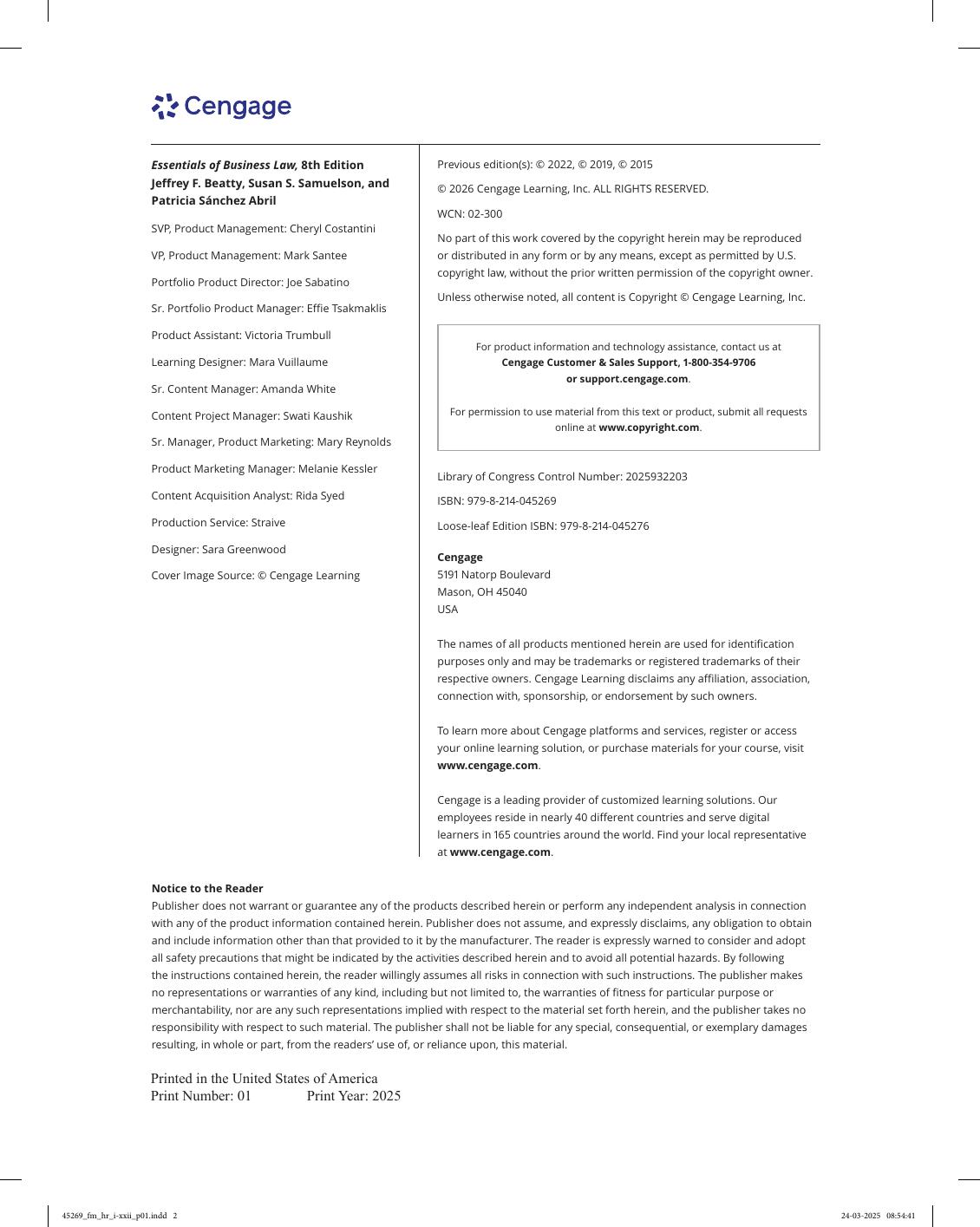 Preview page 3 of Essentials of Business Law 8th Edition By Jeffrey Beatty, Susan Samuelson eBook