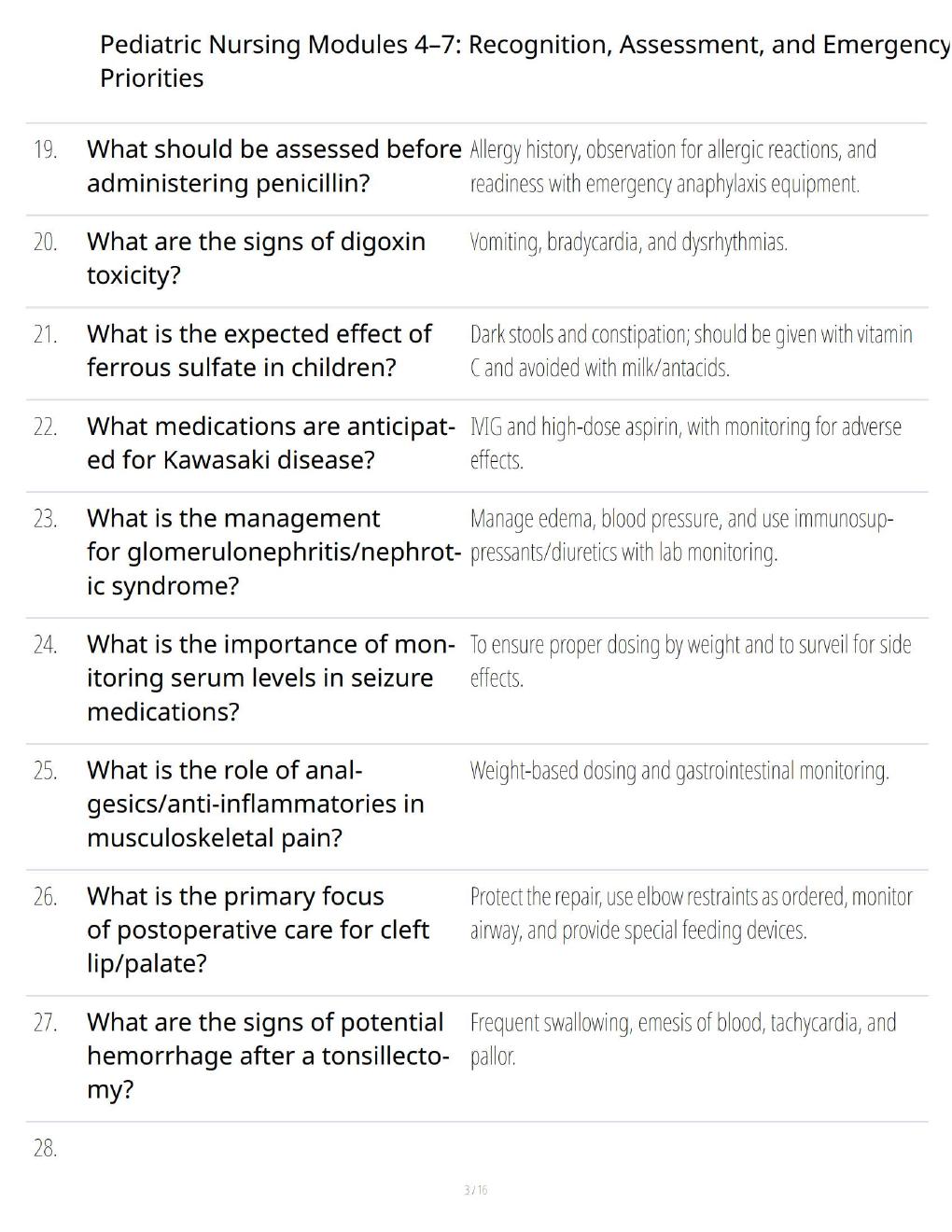 Preview page 3 of Pediatric Nursing Modules 4–7 – Recognition, Assessment & Emergency Priorities Study Guide