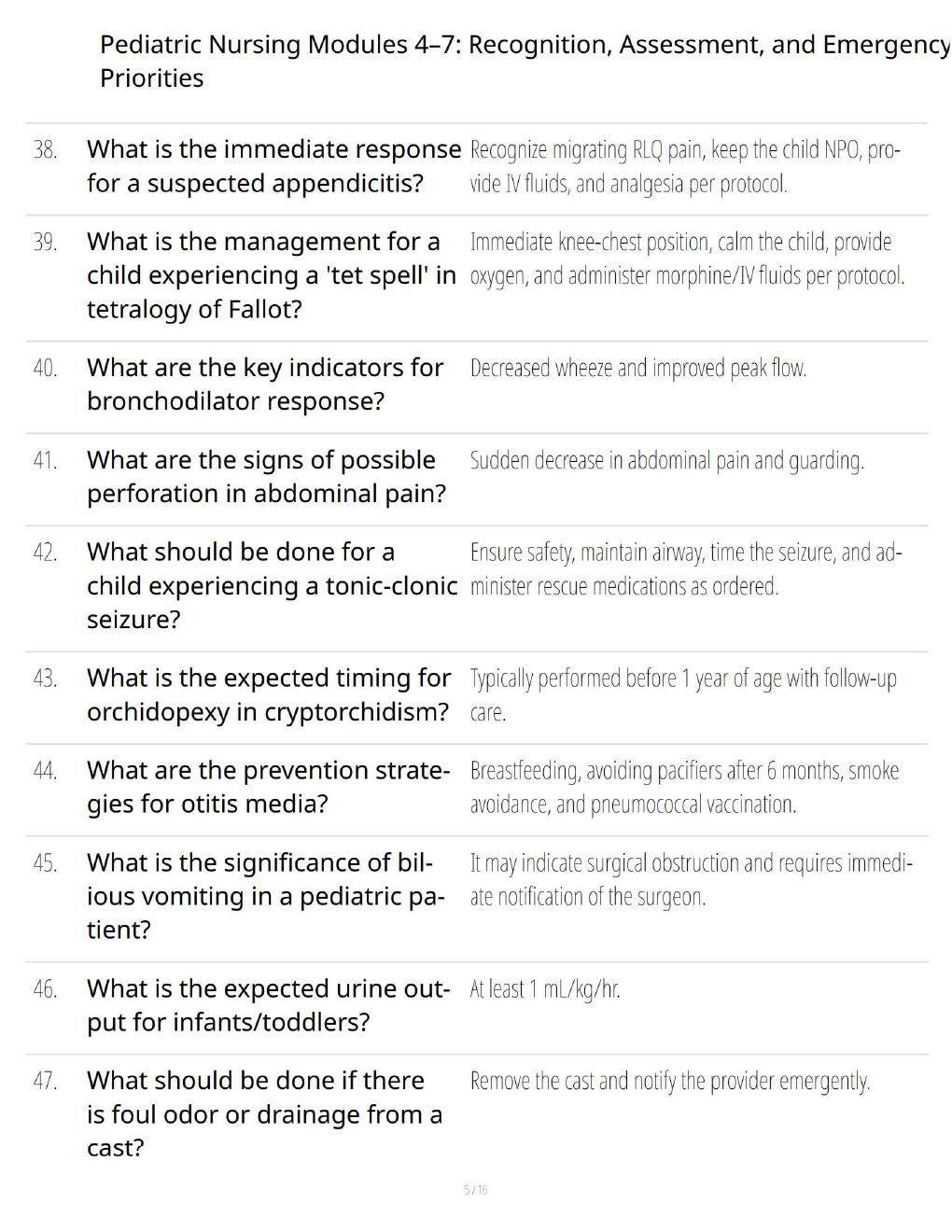 Preview page 5 of Pediatric Nursing Modules 4–7 – Recognition, Assessment & Emergency Priorities Study Guide