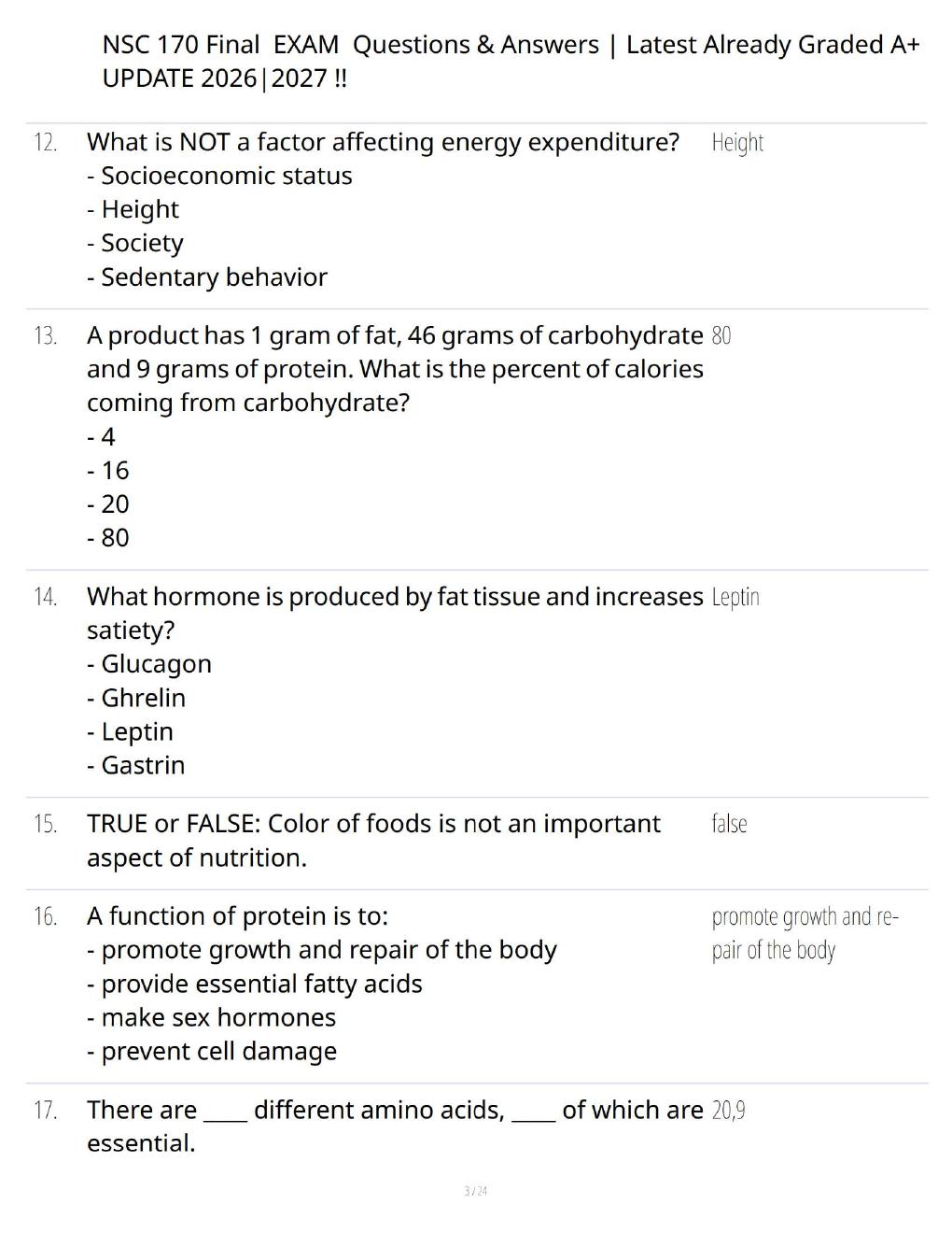 Preview page 3 of NSC 170 Final Exam 2026/2027 – Comprehensive Nutrition Questions, Answers & Study Guide