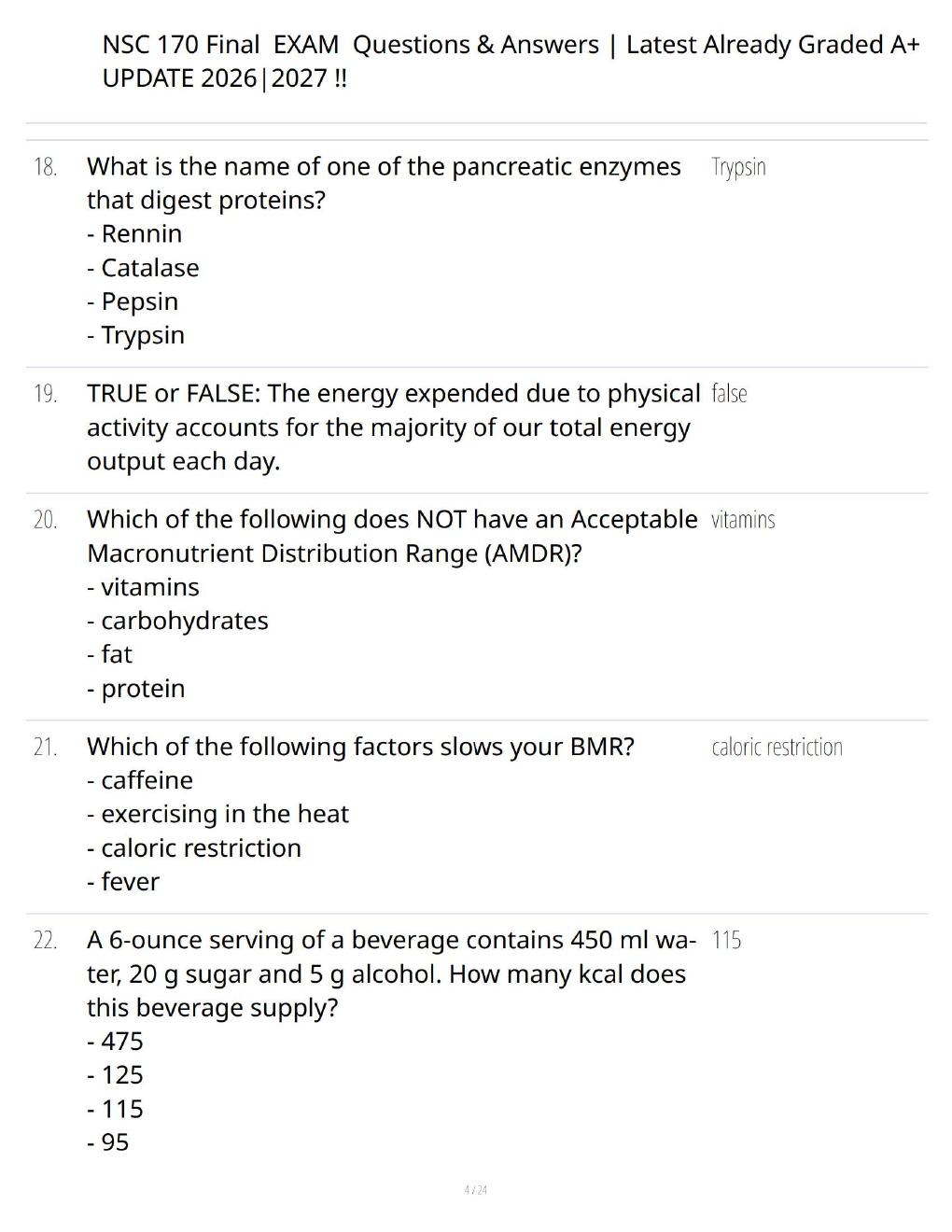 Preview page 4 of NSC 170 Final Exam 2026/2027 – Comprehensive Nutrition Questions, Answers & Study Guide