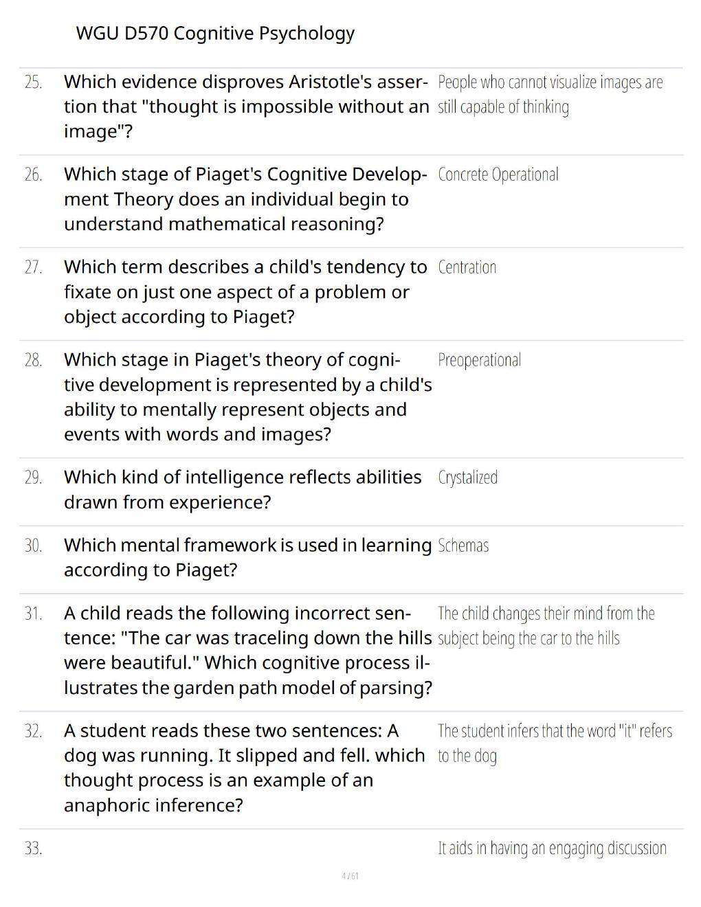 Preview page 4 of WGU D570 Cognitive Psychology 2026 – Comprehensive Study Guide, Practice Questions & Exam Preparation
