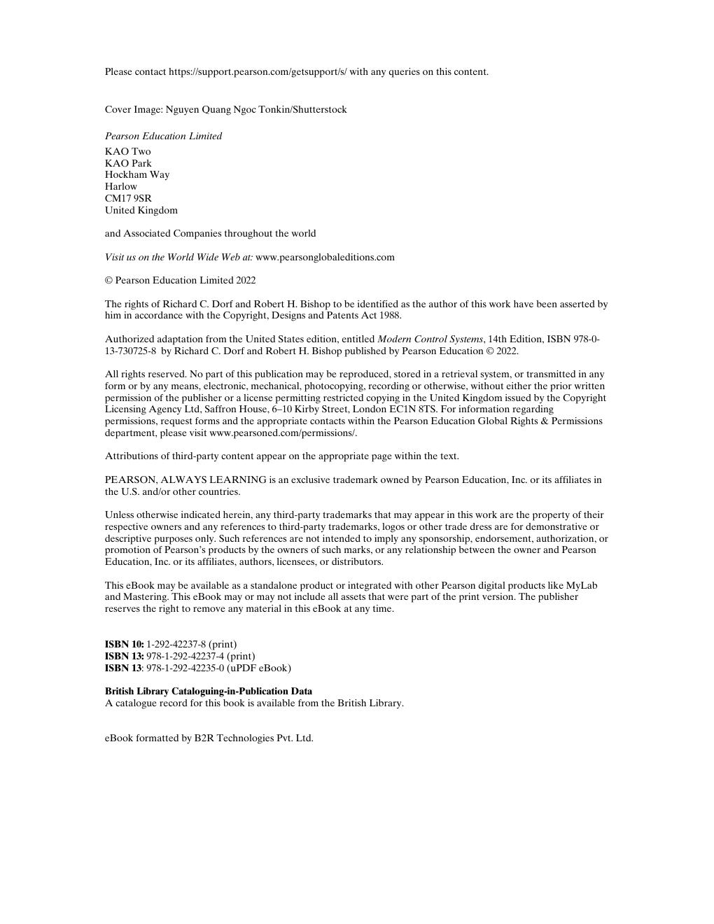 Preview page 5 of Modern Control Systems 14th Global Edition By  Richard C Dorf; Robert H Bishop