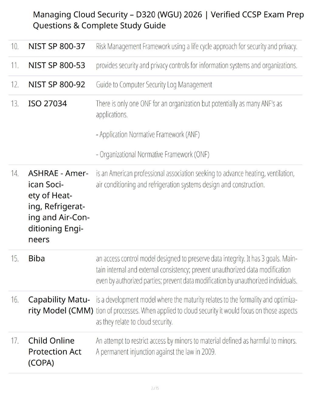 Preview page 2 of WGU D320 Managing Cloud Security 2026 – CCSP-Aligned Practice Questions, Answers & Complete Study Guide