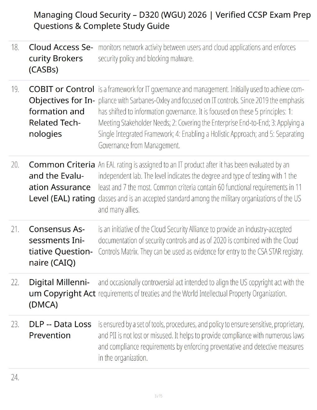 Preview page 3 of WGU D320 Managing Cloud Security 2026 – CCSP-Aligned Practice Questions, Answers & Complete Study Guide