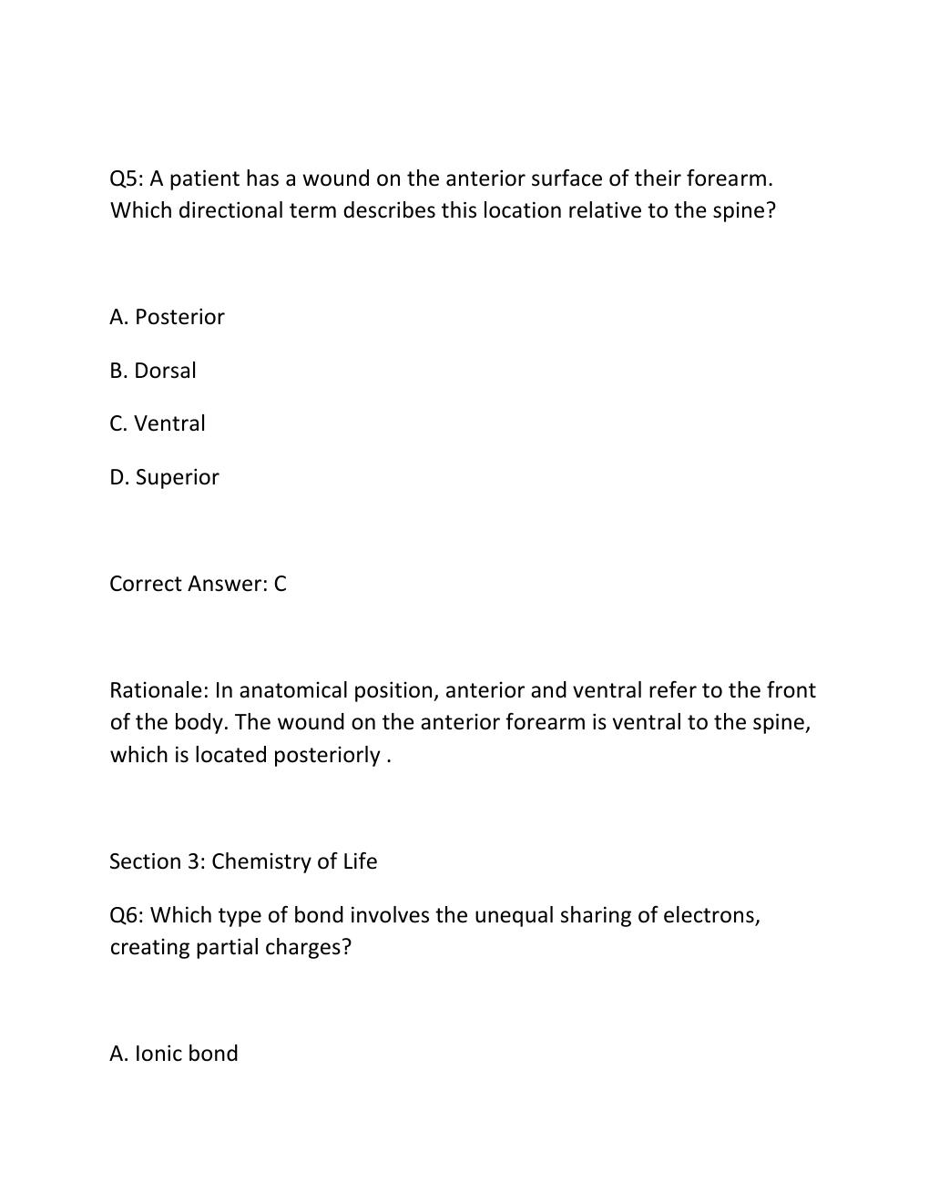 Preview page 4 of Bsc2085 unit 1 test comprehensive questions and answers with  correct answers latest version