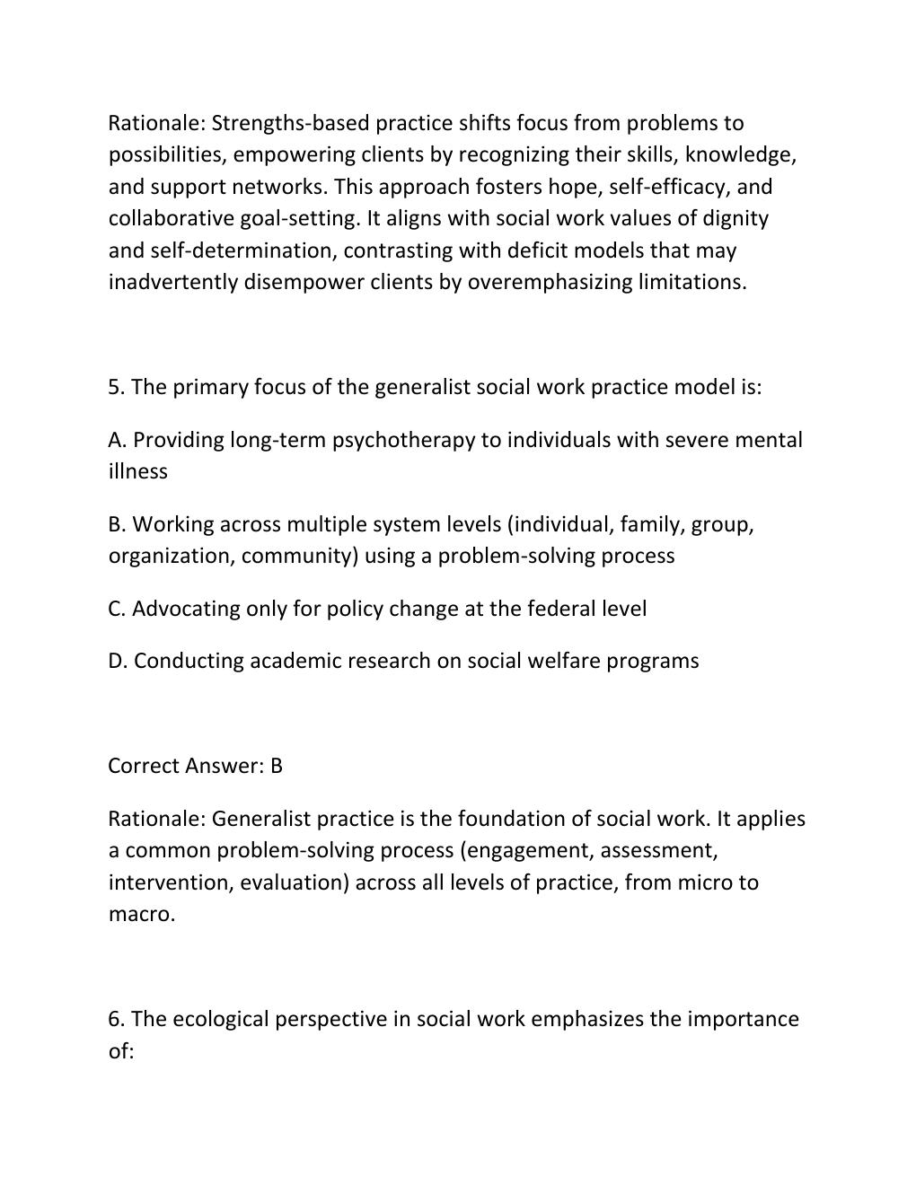 Preview page 4 of Social work  final exam questions and answers with 100
