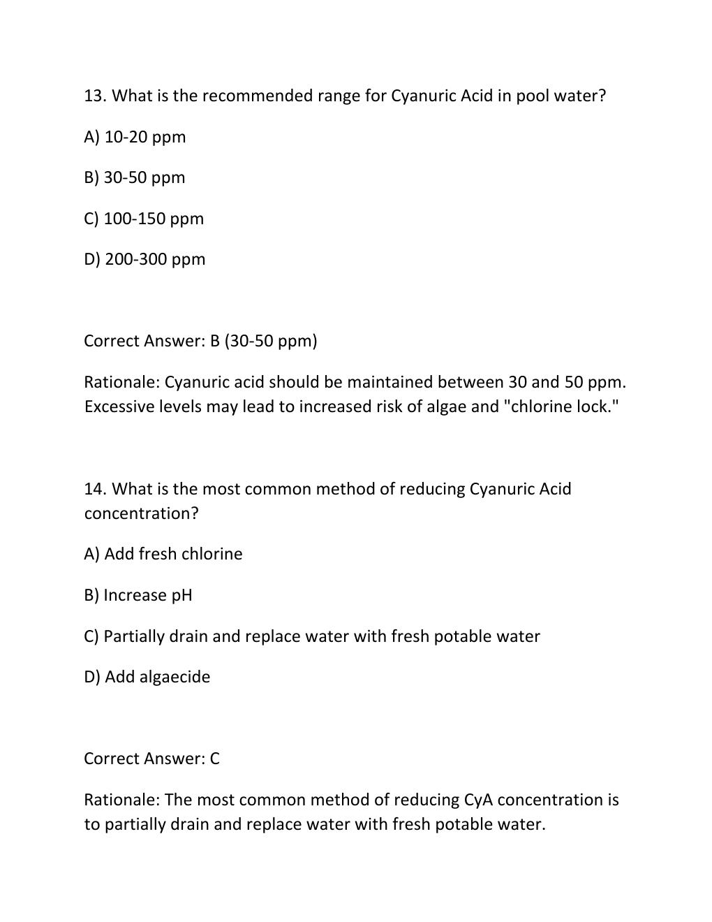 Preview page 8 of Pool operator certification exam questions and answers with 100