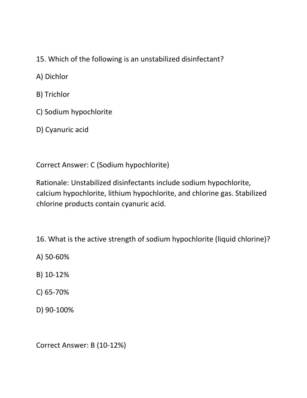 Preview page 9 of Pool operator certification exam questions and answers with 100