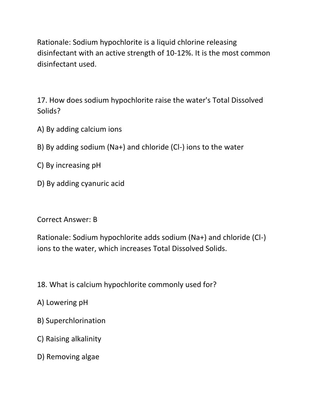 Preview page 10 of Pool operator certification exam questions and answers with 100