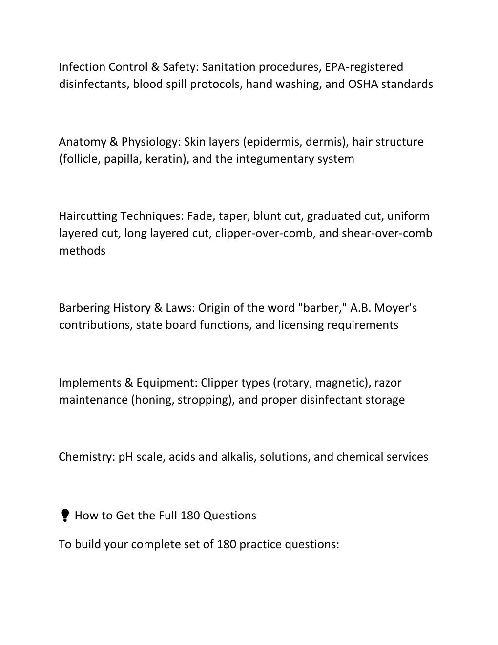 Preview page 5 of Barber practice state board exam questions and correct answers