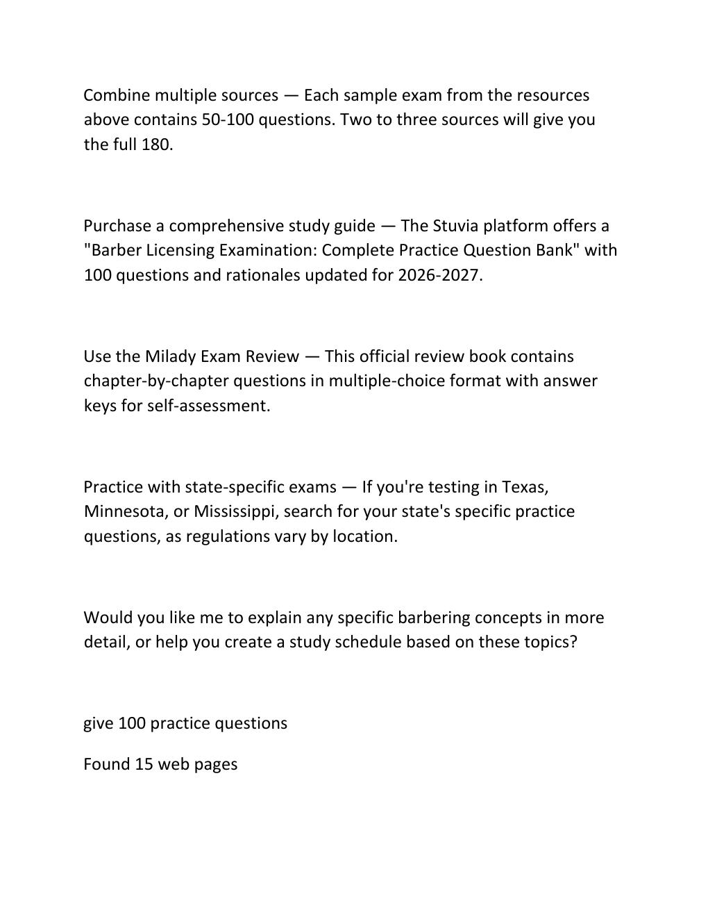 Preview page 6 of Barber practice state board exam questions and correct answers