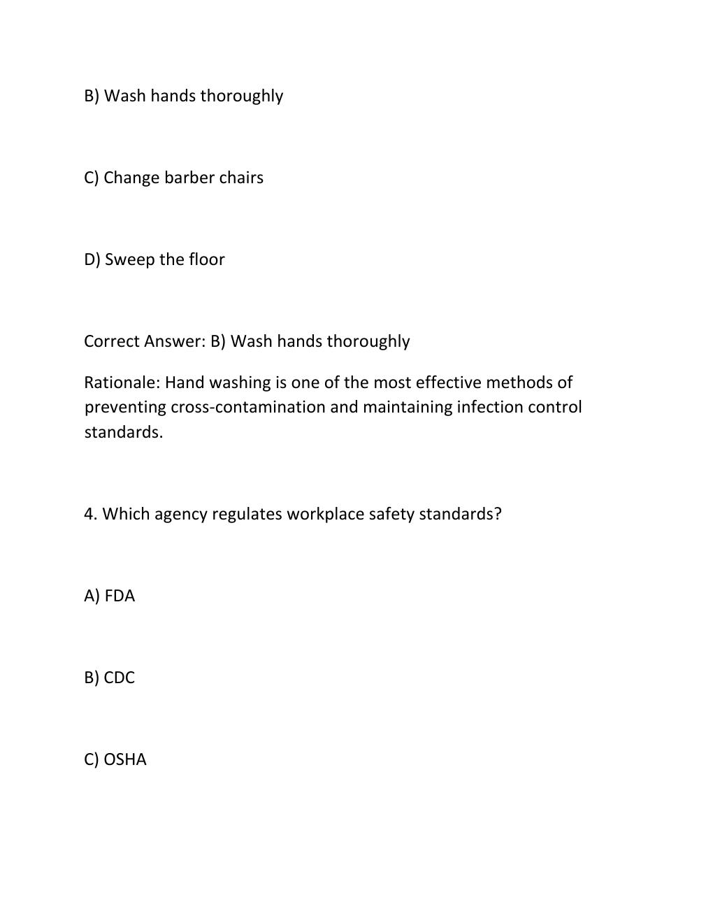 Preview page 9 of Barber practice state board exam questions and correct answers