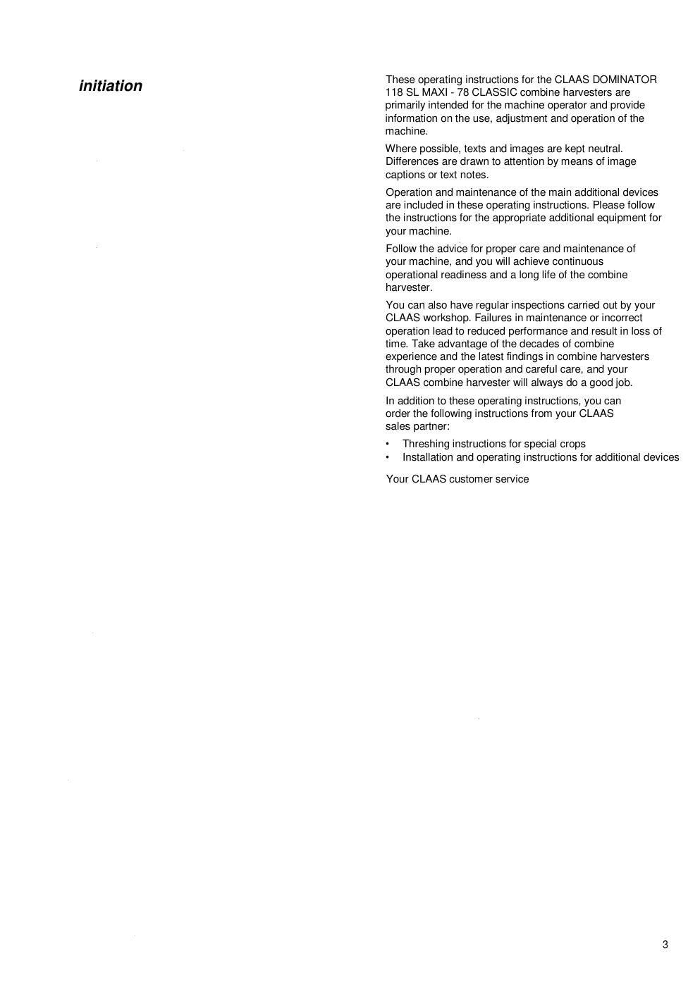 Preview page 4 of Claas Dominator 118 - 108 - 98 - 88 - 78 1990-1998 Operators Manual