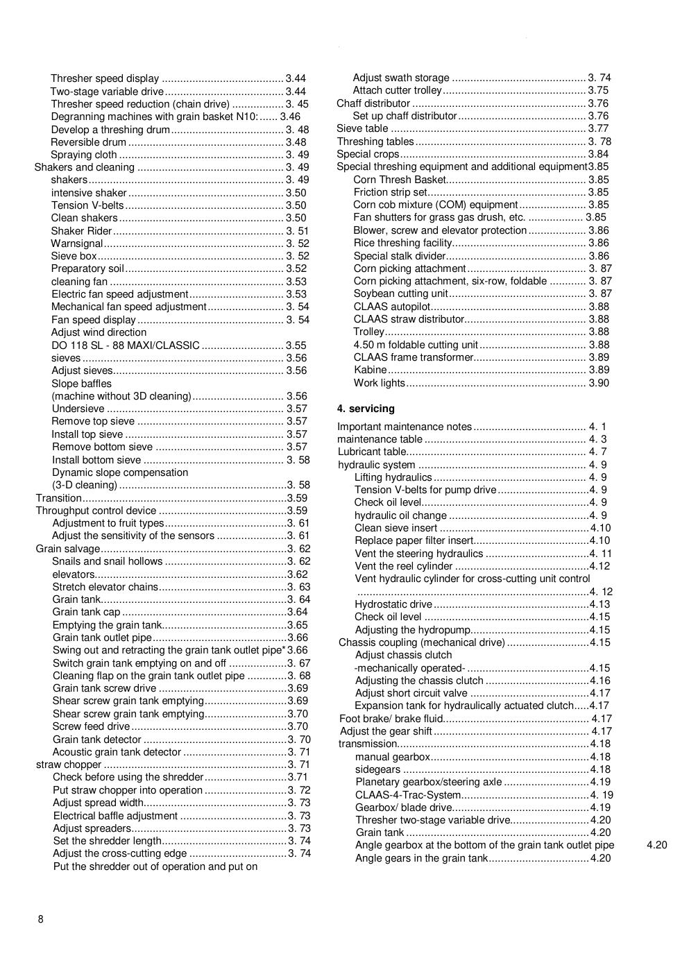 Preview page 8 of Claas Dominator 118 - 108 - 98 - 88 - 78 1990-1998 Operators Manual
