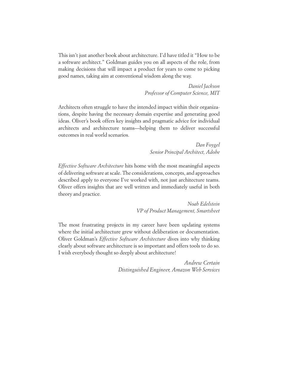 Preview page 2 of Effective Software Architecture Building Better Software Faster 1st Edition By Oliver Goldman