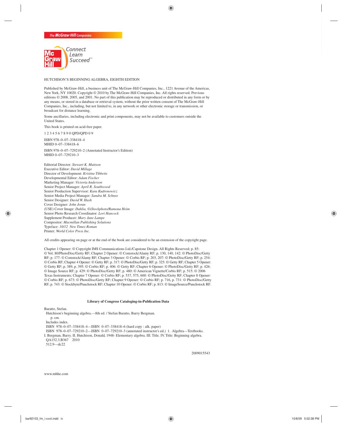 Preview page 5 of Hutchison's Beginning Algebra 8th Edition By Hutchison