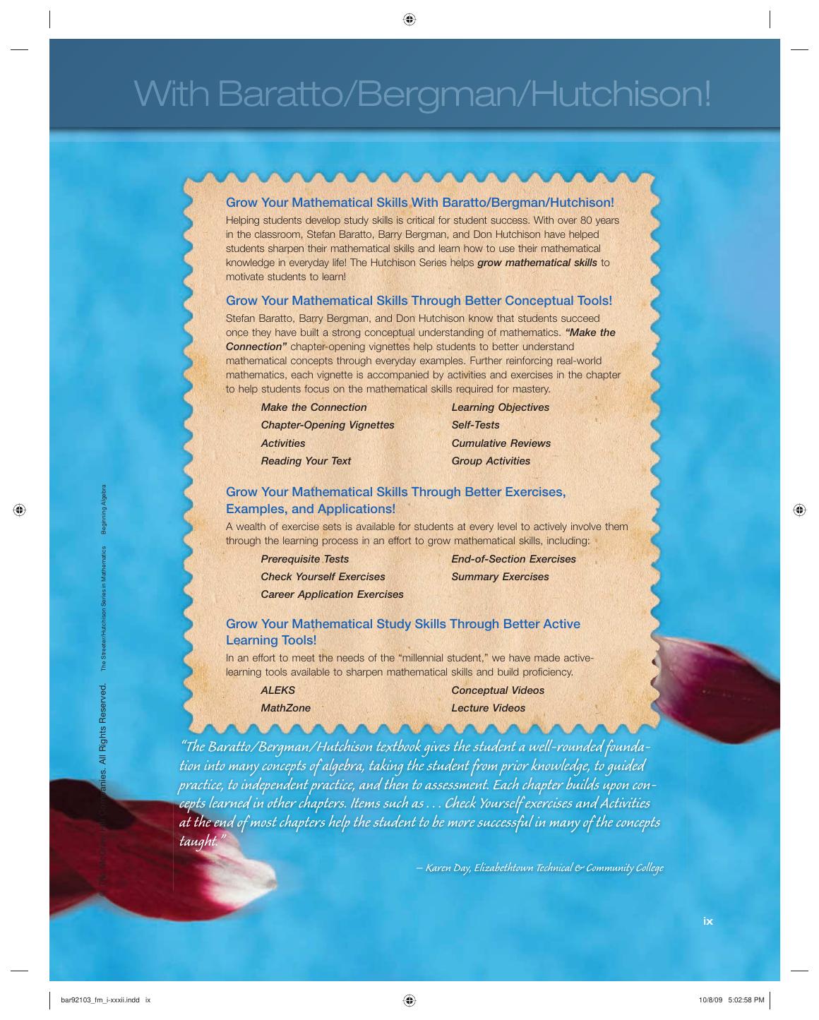 Preview page 10 of Hutchison's Beginning Algebra 8th Edition By Hutchison