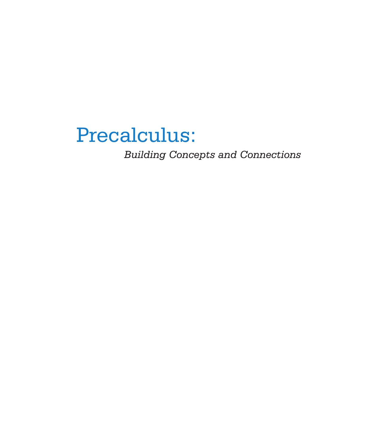 Preview page 2 of Precalculus Building Concepts and Connections By Revathi Narasimhan