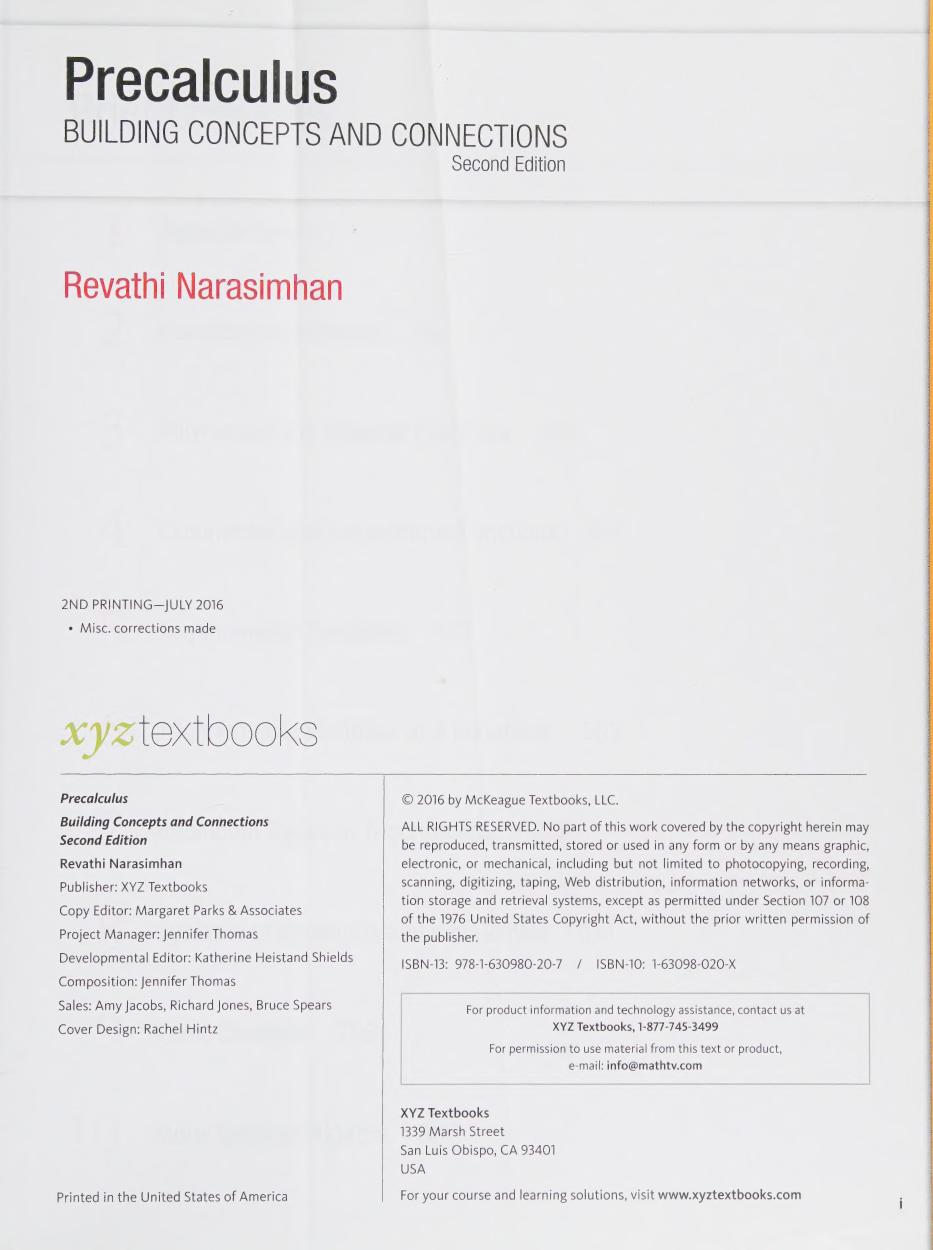 Preview page 2 of Precalculus Building Concepts and Connections 2nd Edition By Revathi Narasimhan