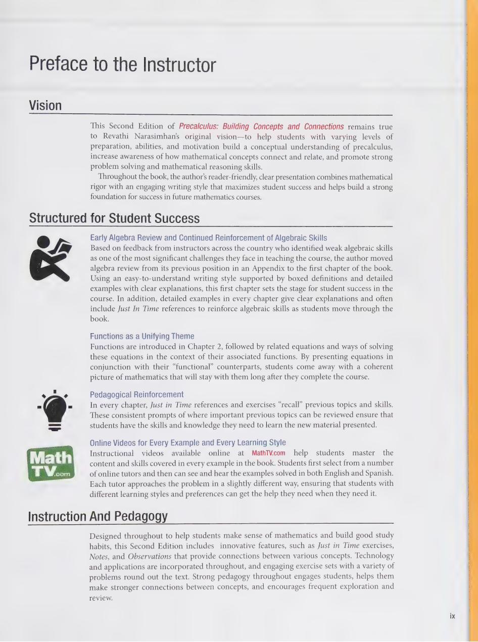 Preview page 8 of Precalculus Building Concepts and Connections 2nd Edition By Revathi Narasimhan