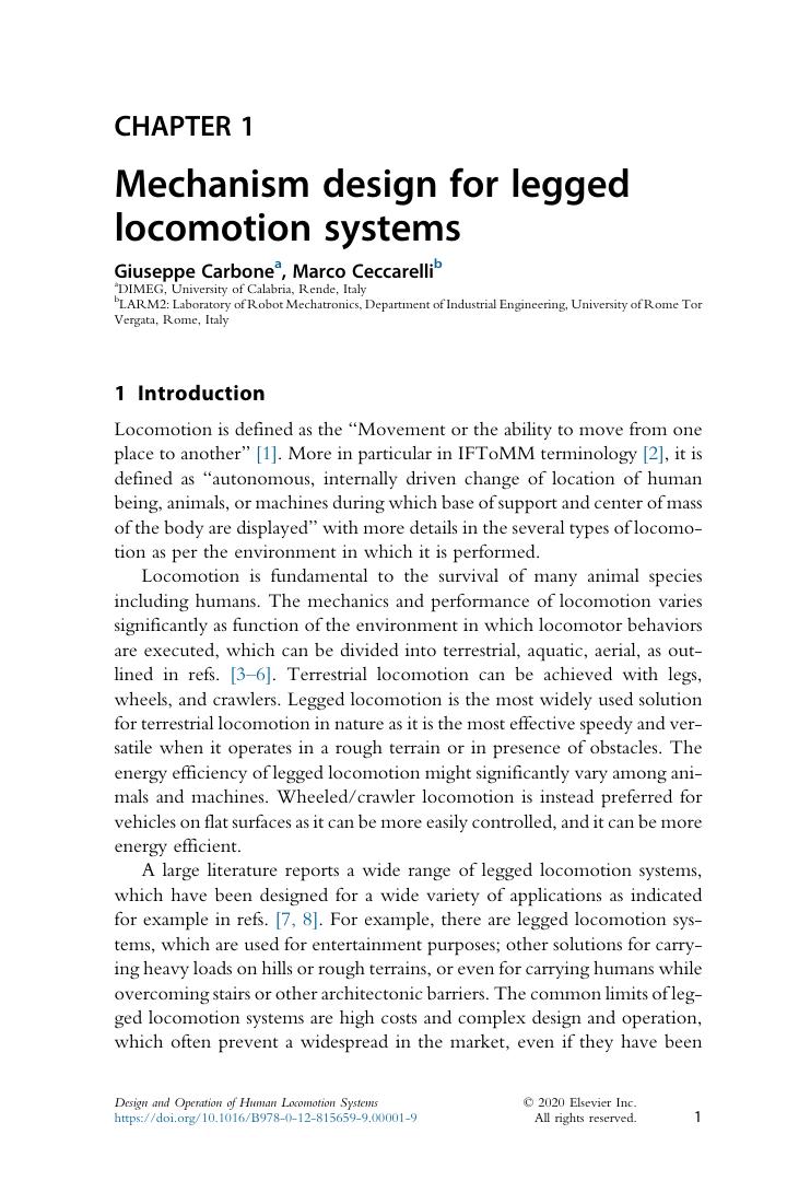 Preview page 7 of Design and Operation of Human Locomotion Systems 1st Edition by Marco Cecarelli, Giuseppe Carbone