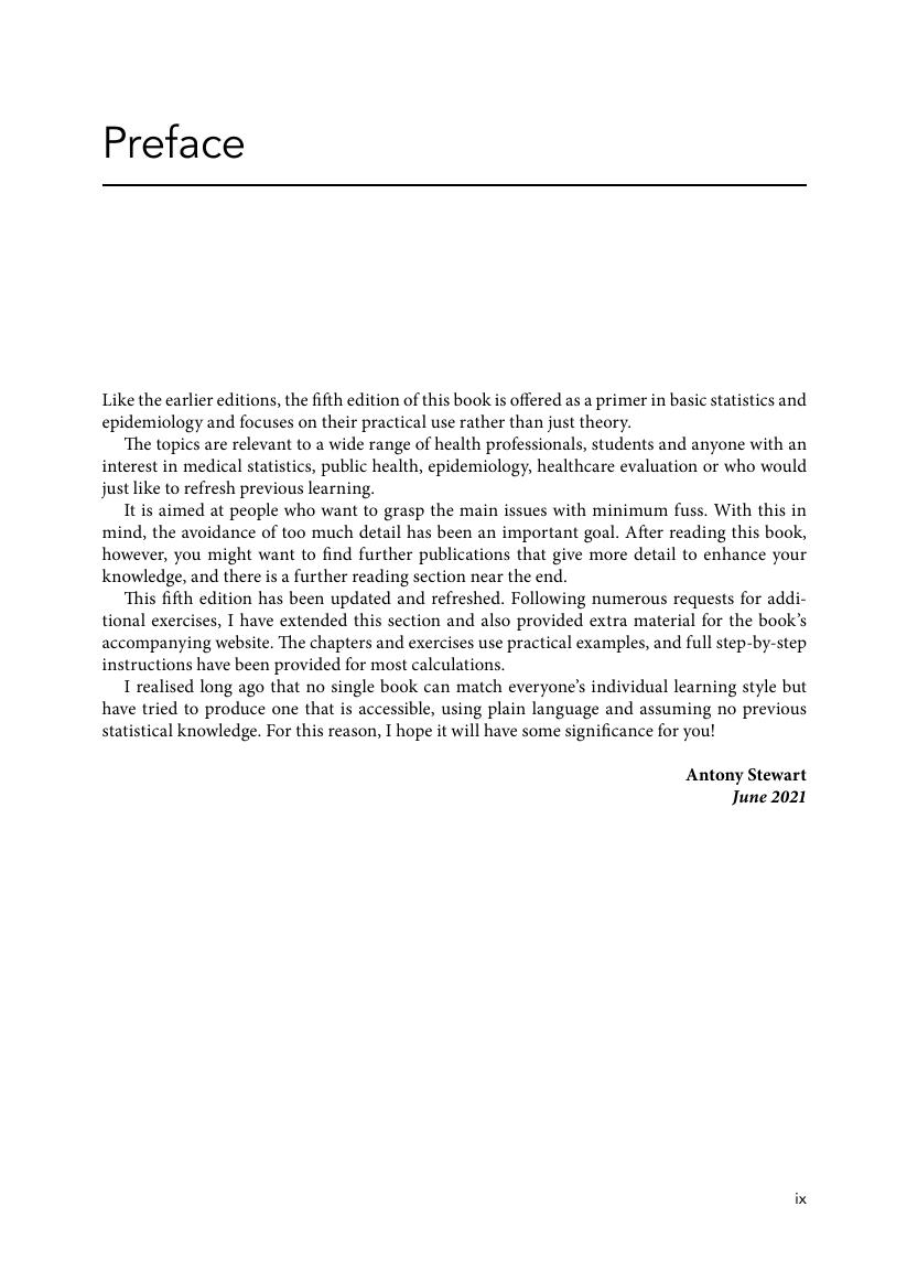Preview page 10 of E BOOK Basic Statistics and Epidemiology A Practical Guide 5th Edition by Antony Stewart