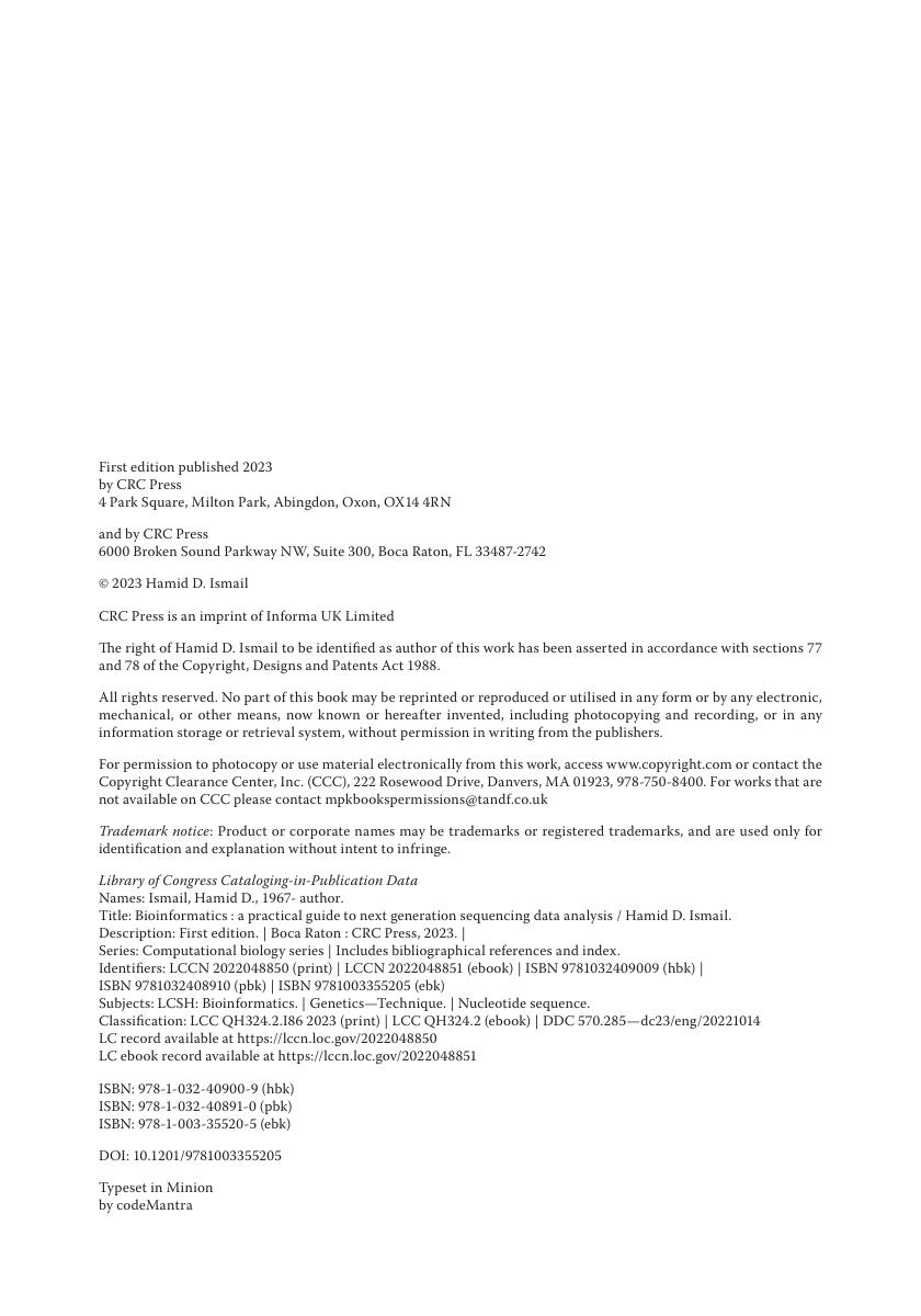 Preview page 5 of E book Bioinformatics A Practical Guide to Next Generation Sequencing Data Analysis (Chapman & HallCRC Computational Bio