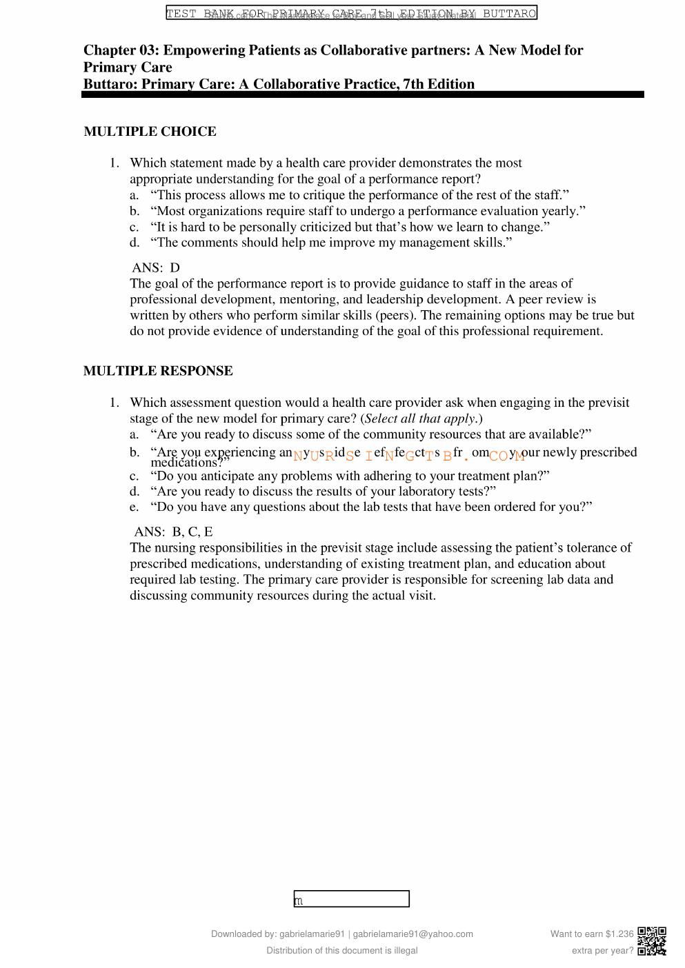Preview page 3 of Test Bank Primary Care Interprofessional Collaborative Practice 7th Edition