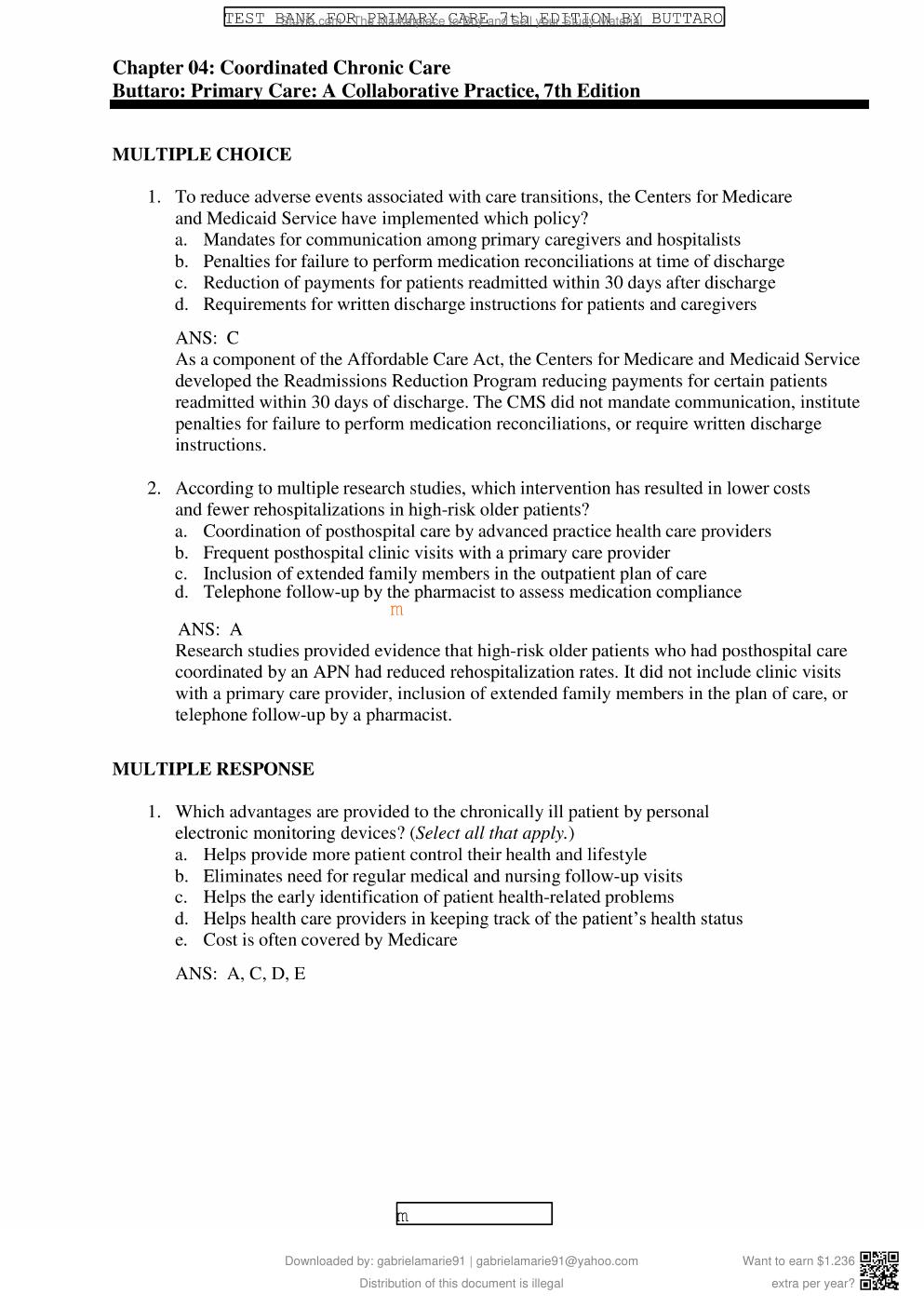 Preview page 4 of Test Bank Primary Care Interprofessional Collaborative Practice 7th Edition