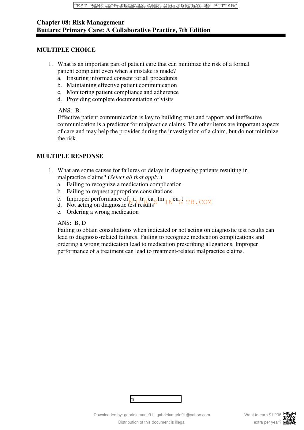Preview page 10 of Test Bank Primary Care Interprofessional Collaborative Practice 7th Edition