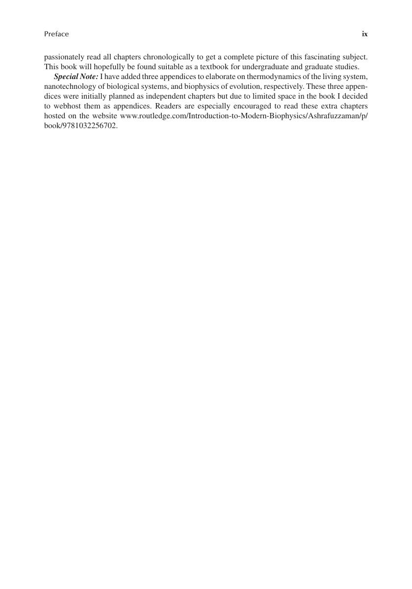 Preview page 10 of E book Introduction to Modern Biophysics 1st Edition by Mohammad Ashrafuzzaman